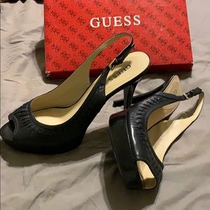 Guess black leather stiletto heels, 4 inch